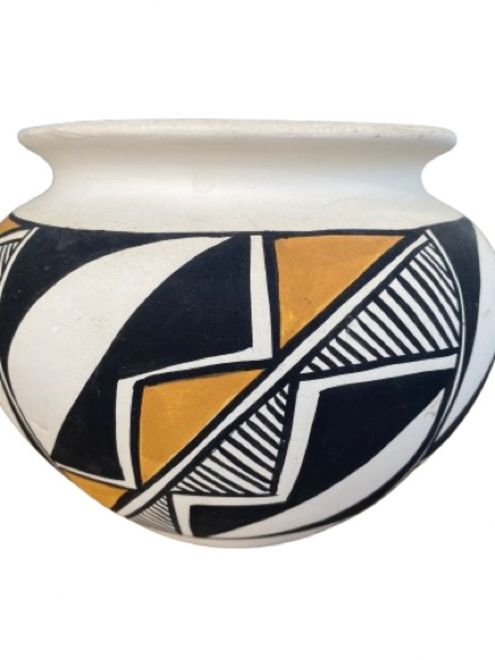 Acoma Native American Pottery Bowl 4 1/2” SIGNED S Chino Handmade Geometric EUC